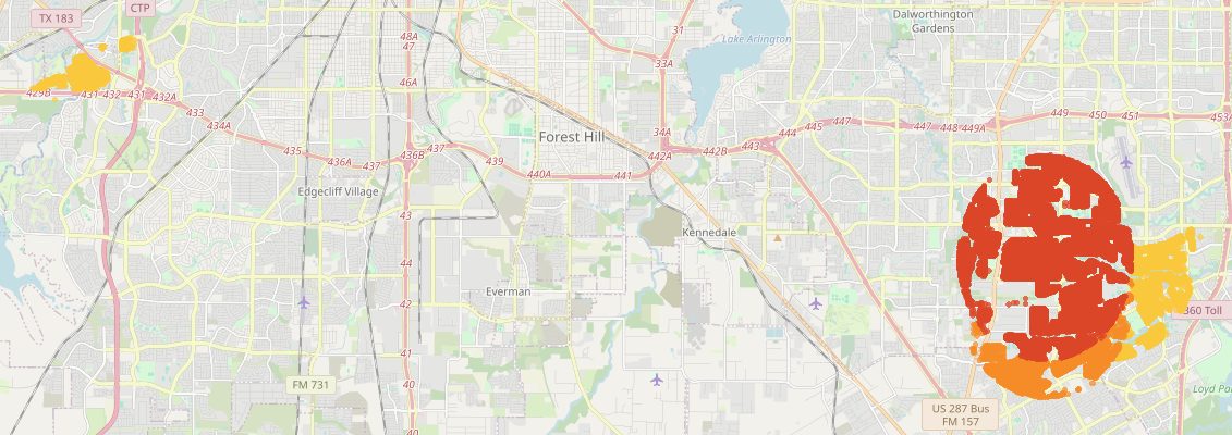 Map of Tarrant County showing hail reports; heaviest hail near Around Aires Dr, Around Greenridge Dr, Around St Leonard Dr.